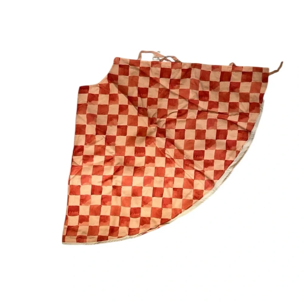 Shannon Retseck Nordstrom Peach Pink Checkered Tree Skirt Excellent Condition